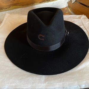 Charlie One Horse Black felt Highway Hat size small